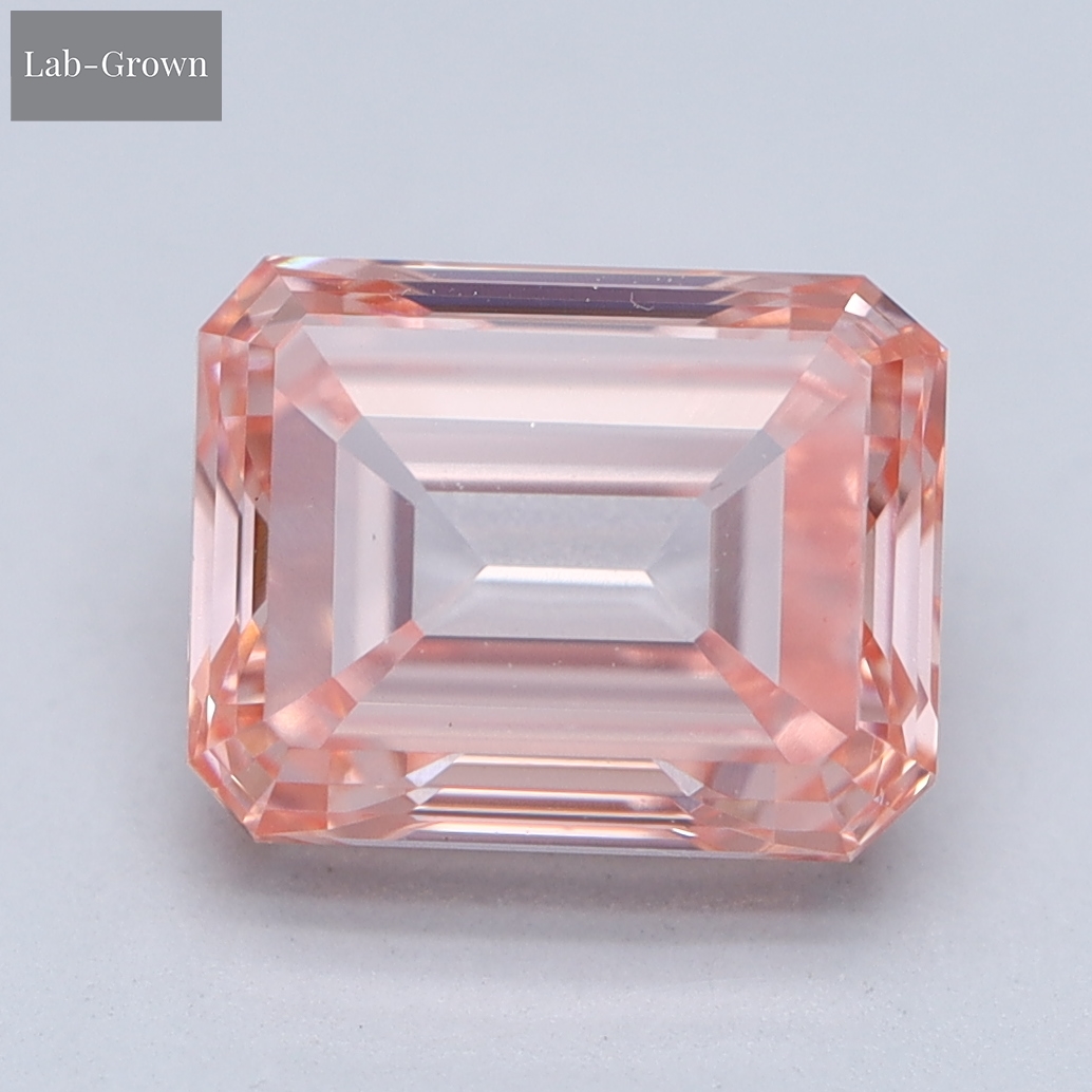 Pink Emerald Cut Lab-Grown Diamond
