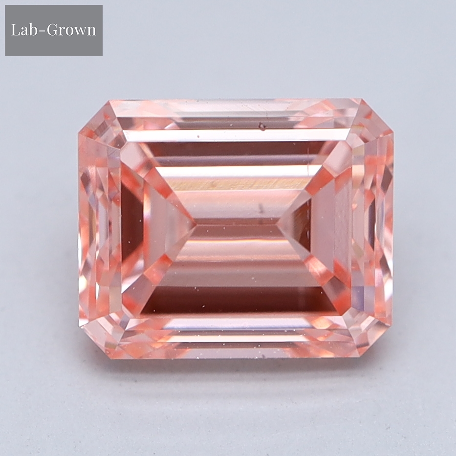 Pink Emerald Cut Lab-Grown Diamond