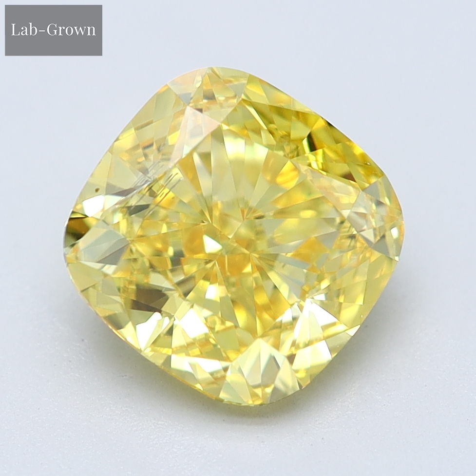 Yellow Cushion Cut Lab-Grown Diamond