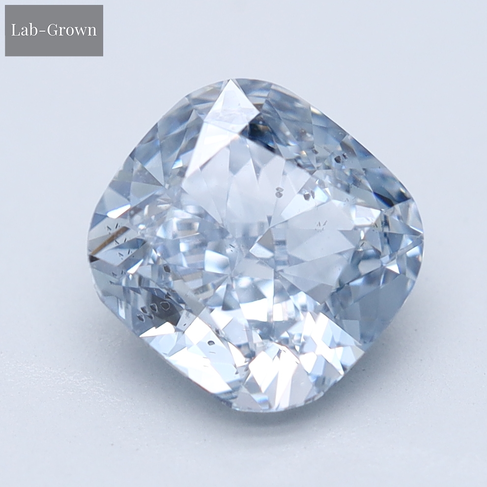 Blue Cushion Cut Lab-Grown Diamond