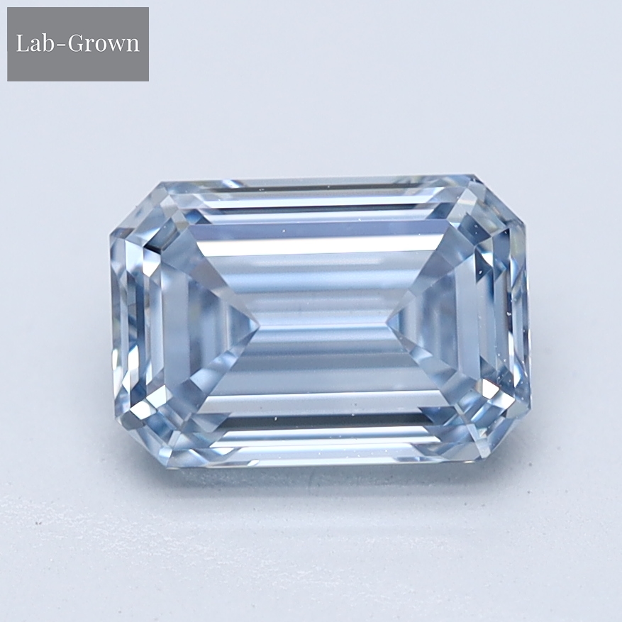 Blue Emerald-Cut Lab-Grown Diamond