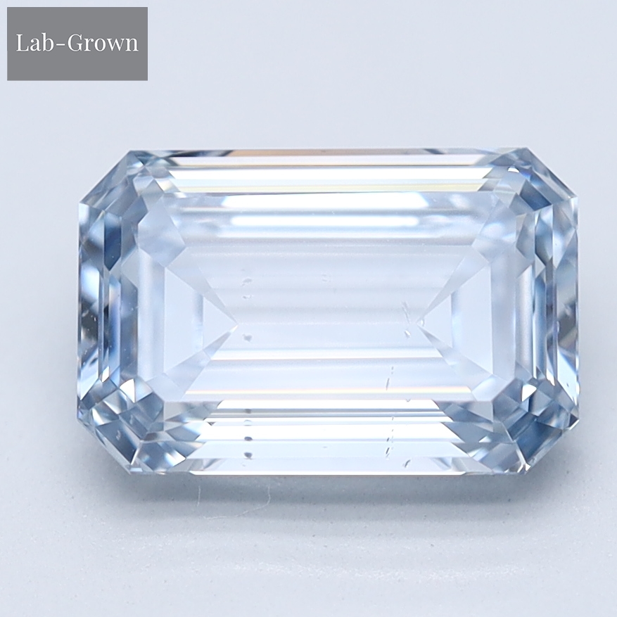 Blue Emerald-Cut Lab-Grown Diamond