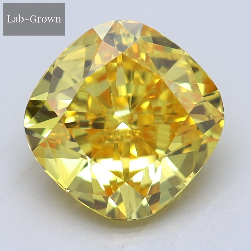 Yellow Cushion Cut Lab-Grown Diamond