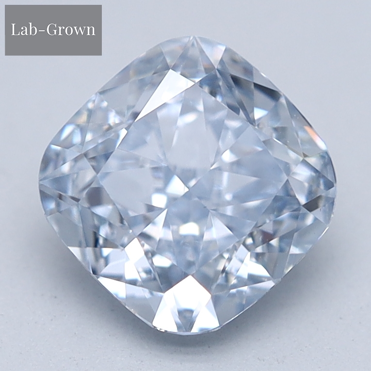 Blue Cushion Cut Lab-Grown Diamond