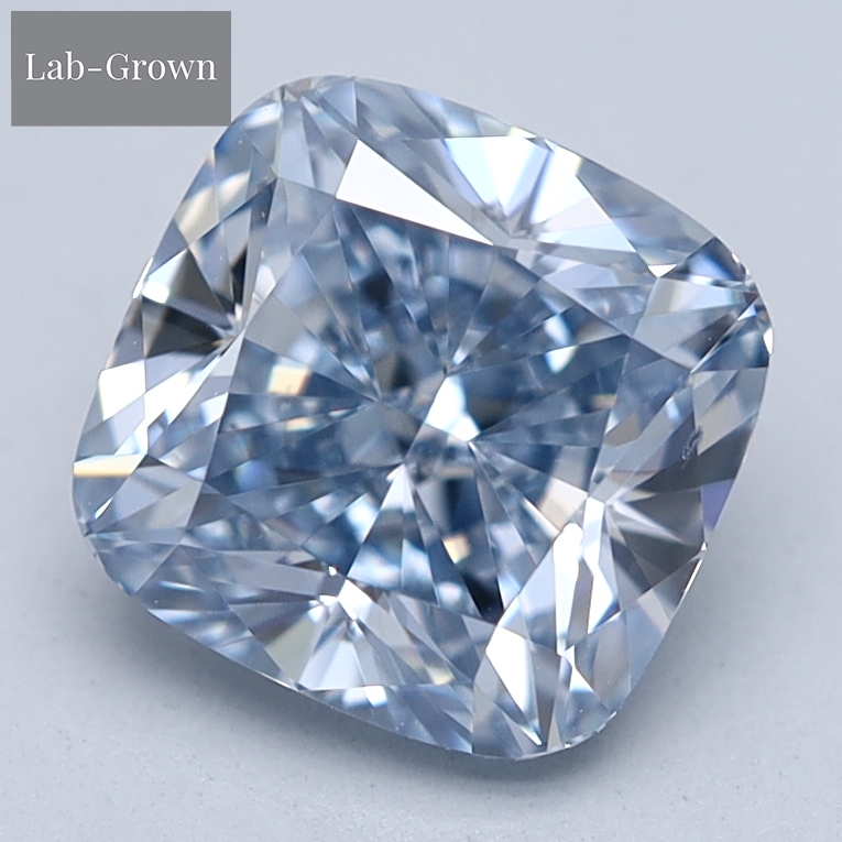 Blue Cushion Cut Lab-Grown Diamond