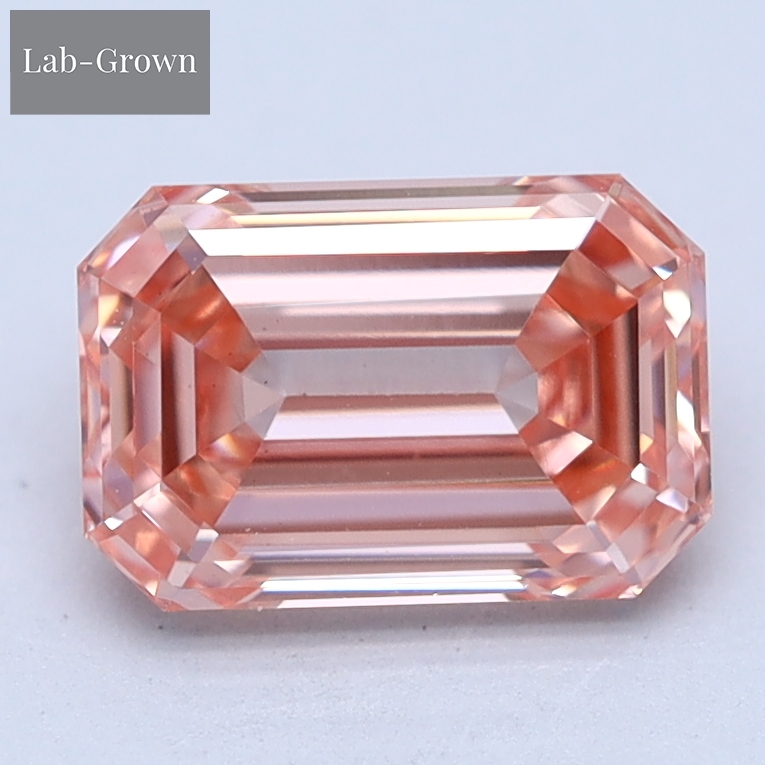 Pink Emerald Cut Lab-Grown Diamond