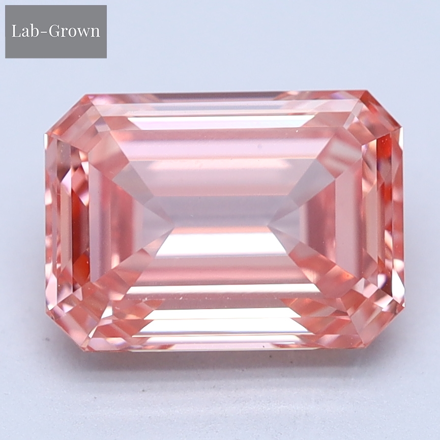 Pink Emerald Cut Lab-Grown Diamond