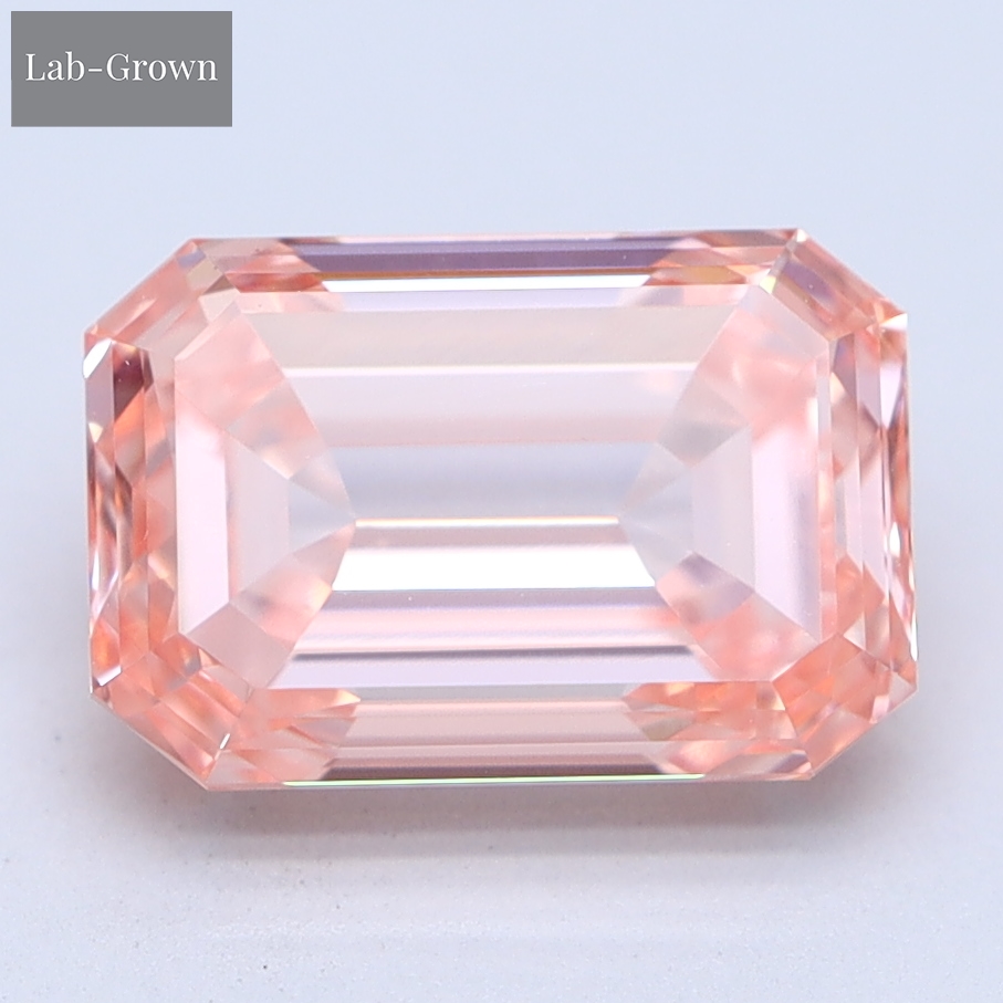 Pink Emerald Cut Lab-Grown Diamond