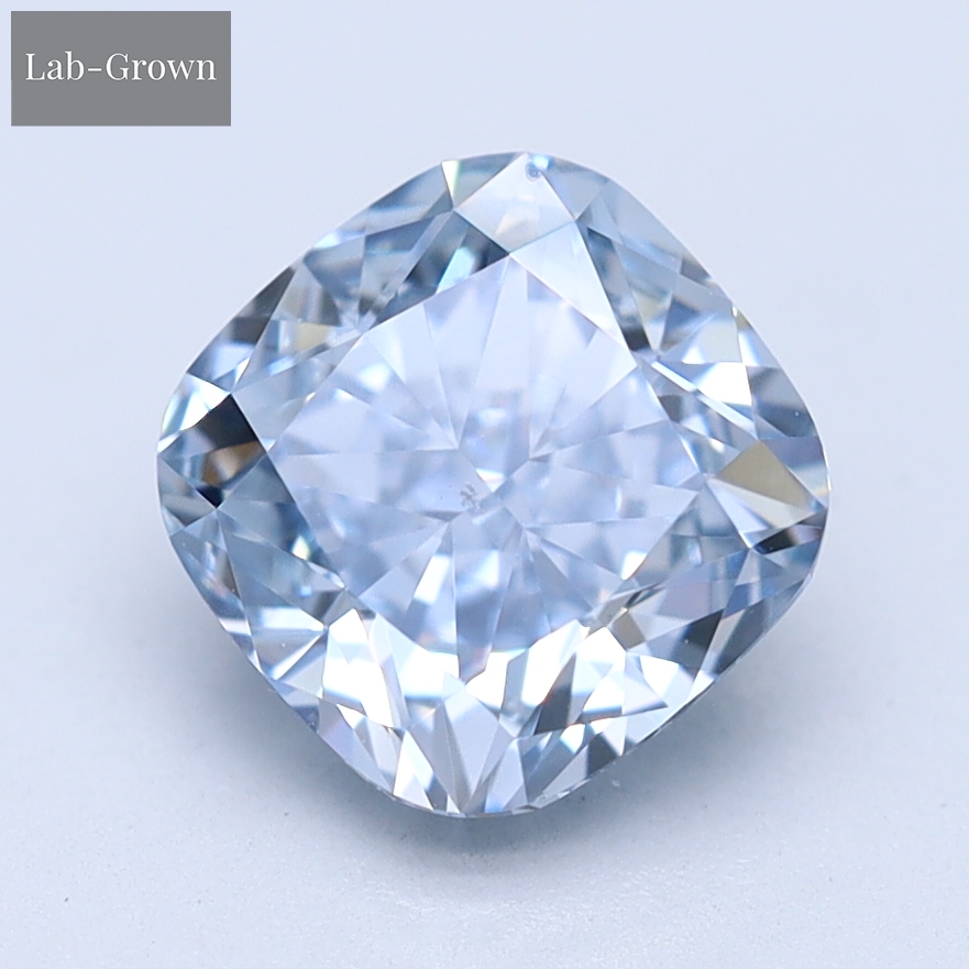 Blue Cushion Cut Lab-Grown Diamond