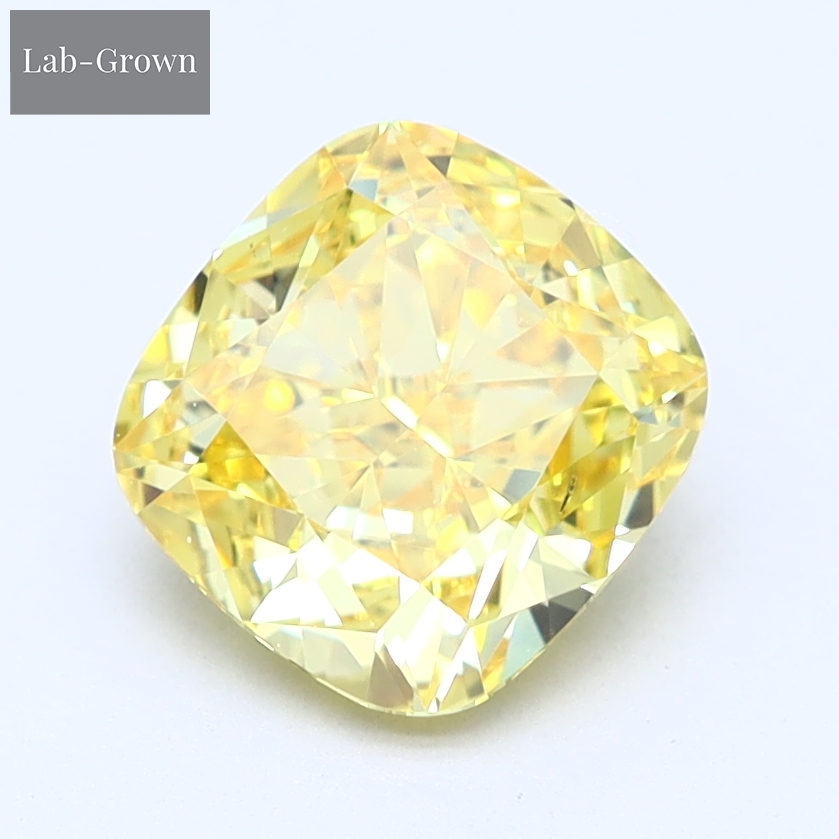 Yellow Cushion Cut Lab-Grown Diamond