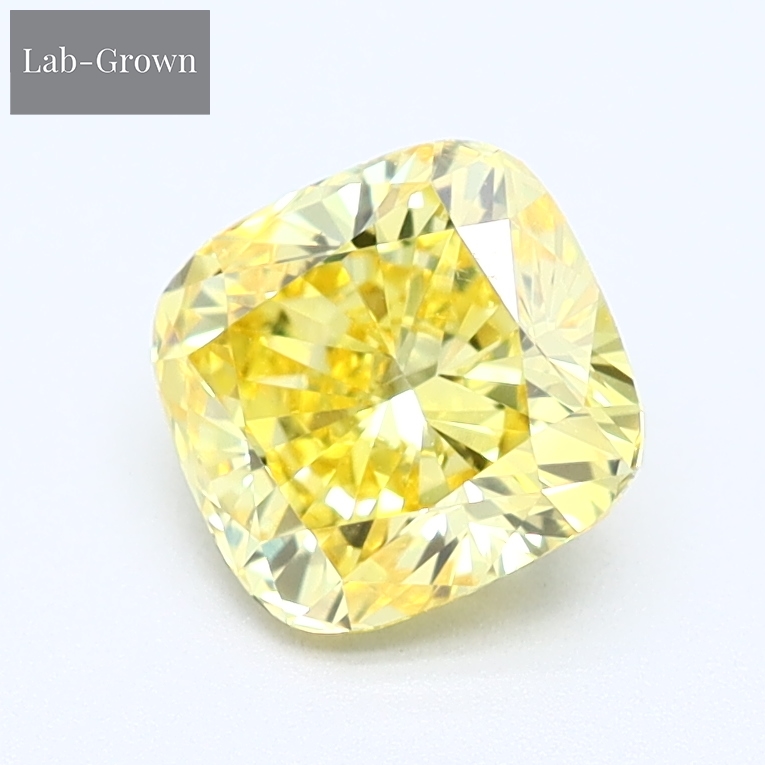 Yellow Cushion Cut Lab-Grown Diamond