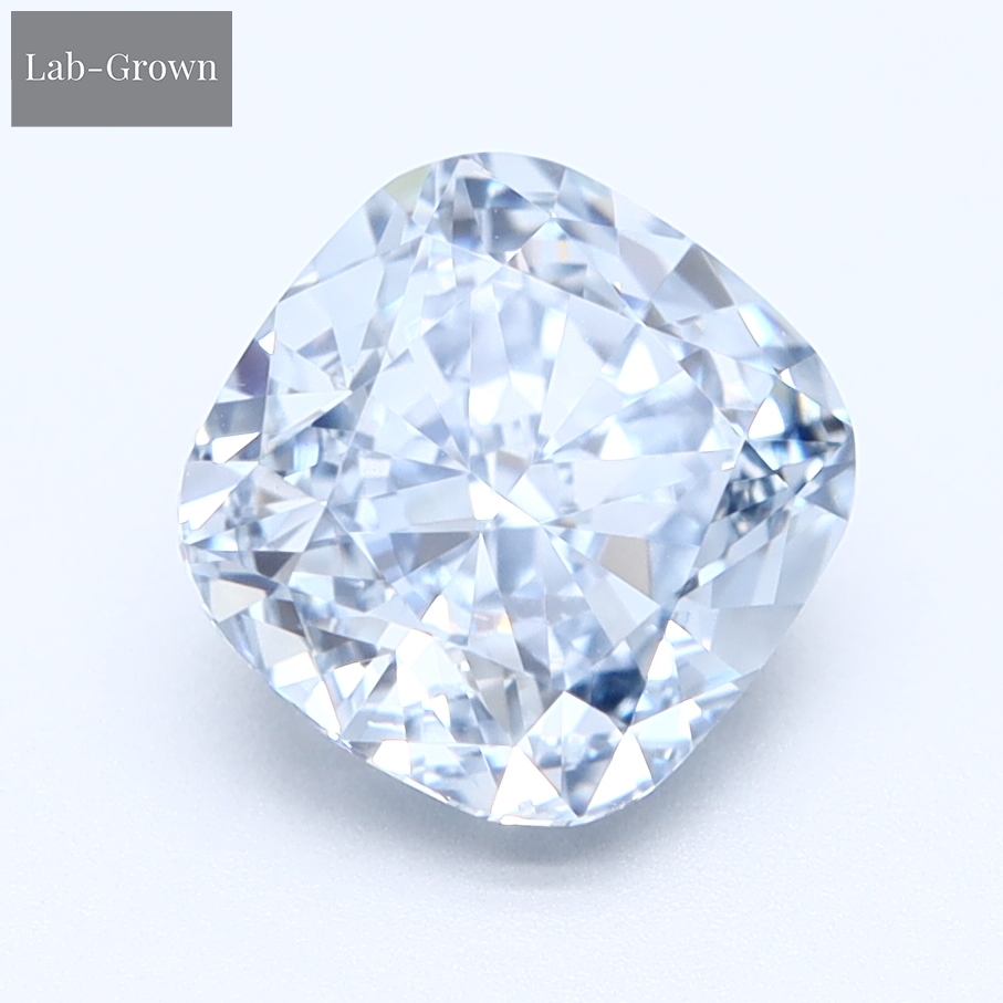 Blue Cushion Cut Lab-Grown Diamond