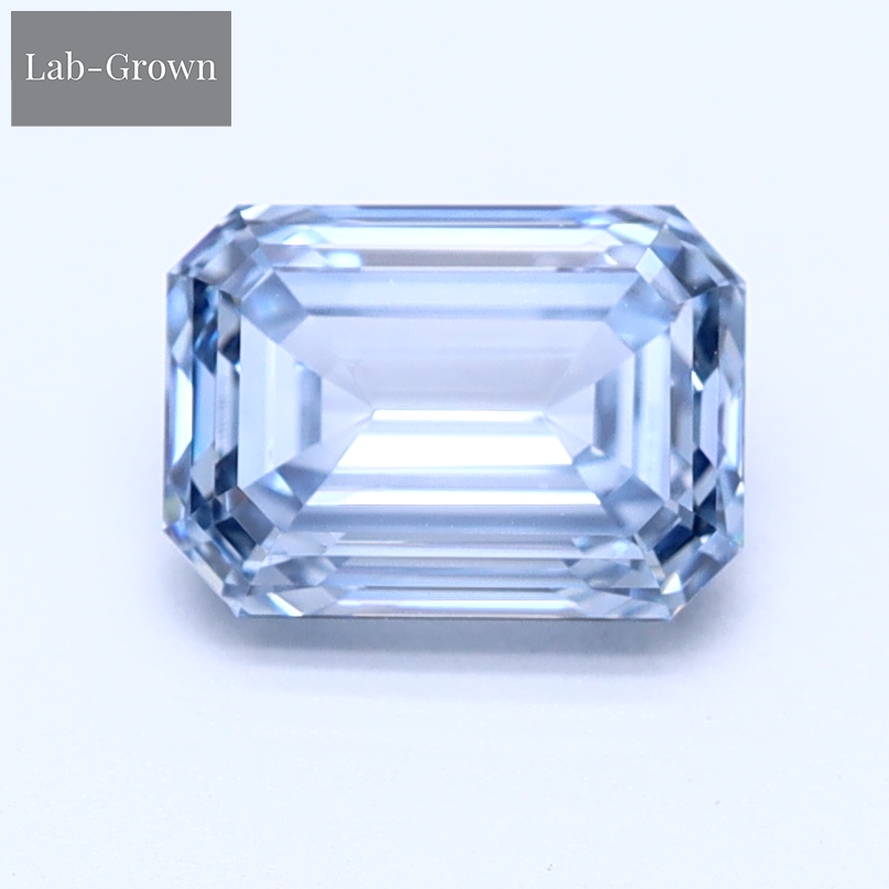 Blue Emerald-Cut Lab-Grown Diamond