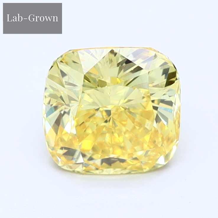 Yellow Cushion Cut Lab-Grown Diamond