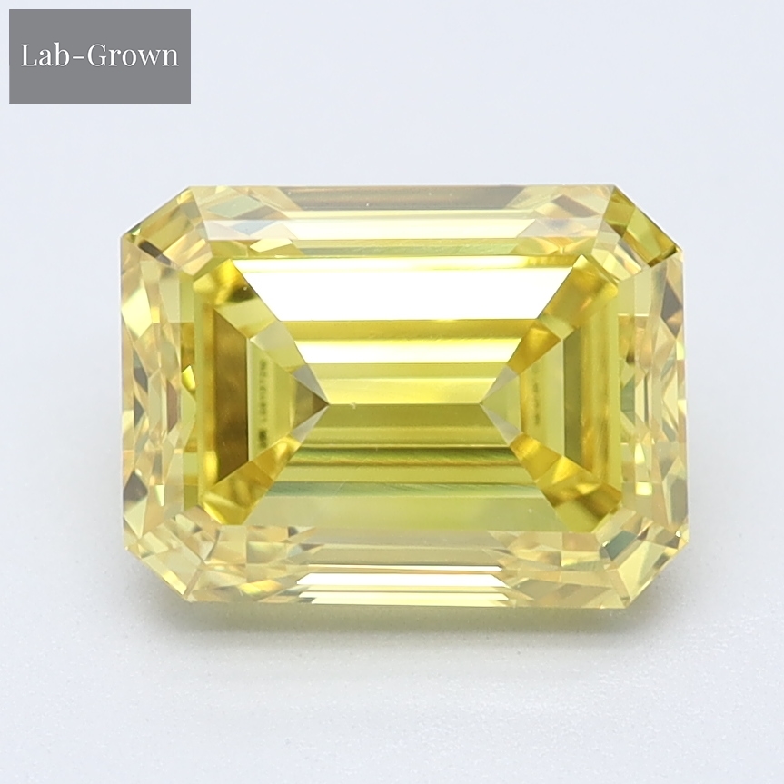 Yellow Emerald Cut Lab-Grown Diamond
