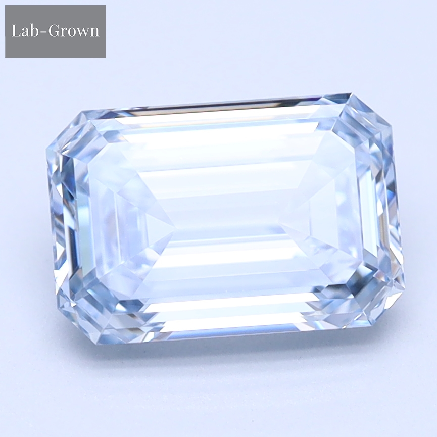 Blue Emerald Cut Lab-Grown Diamond