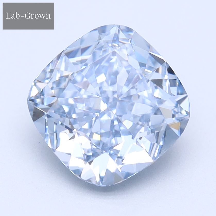Blue Cushion Cut Lab-Grown Diamond
