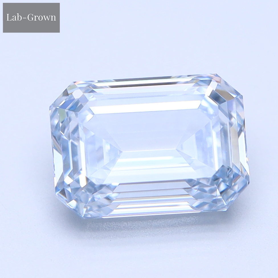 Blue Emerald-Cut Lab-Grown Diamond