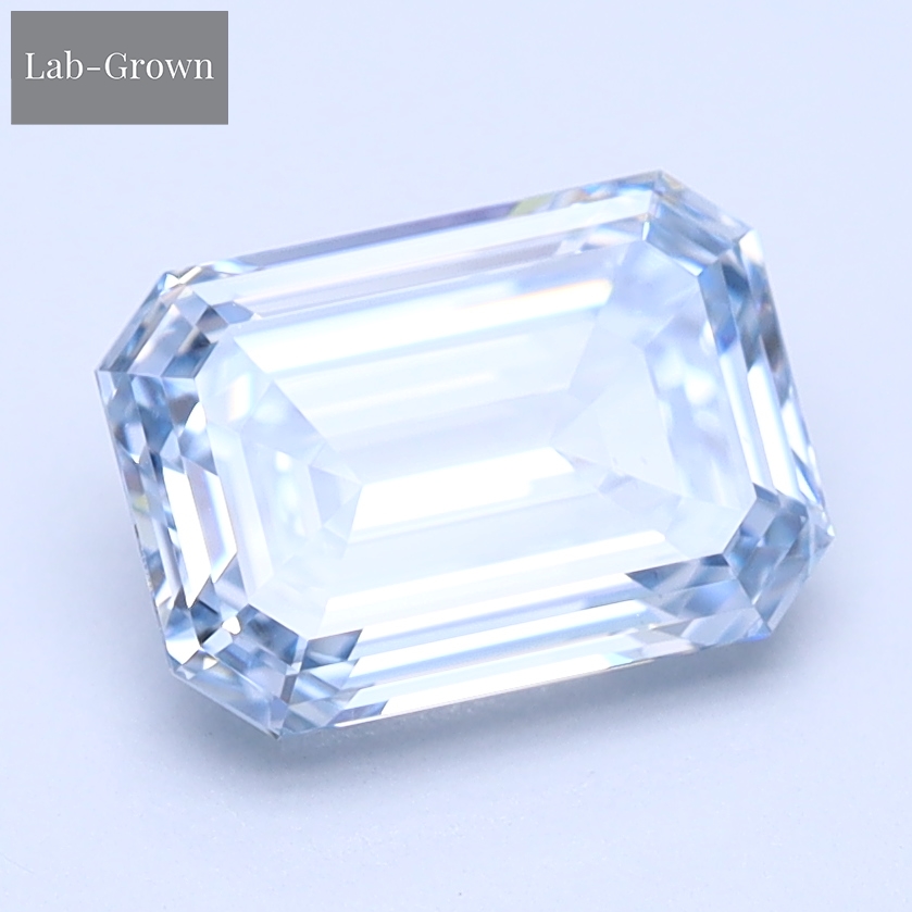 Blue Emerald-Cut Lab-Grown Diamond