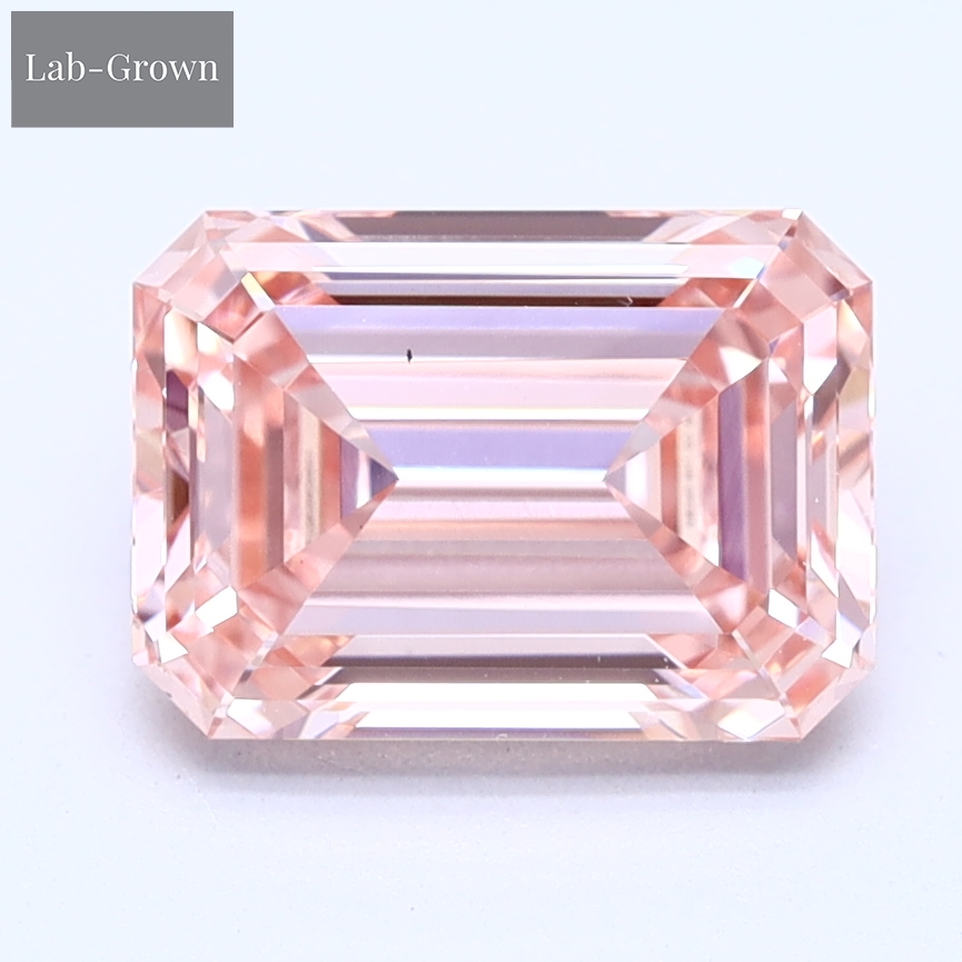 Pink Emerald Cut Lab-Grown Diamond